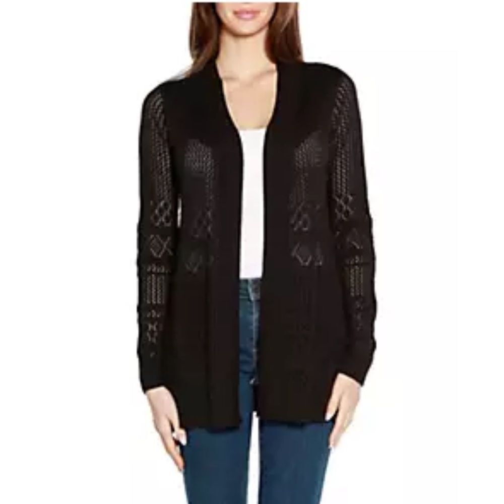 41 Hawthorn Etelan Variegated Pointelle Cardigan Size 3X Black Stitch Fix NWT